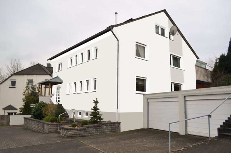 Computersimulation einer renovierten Hausfassade