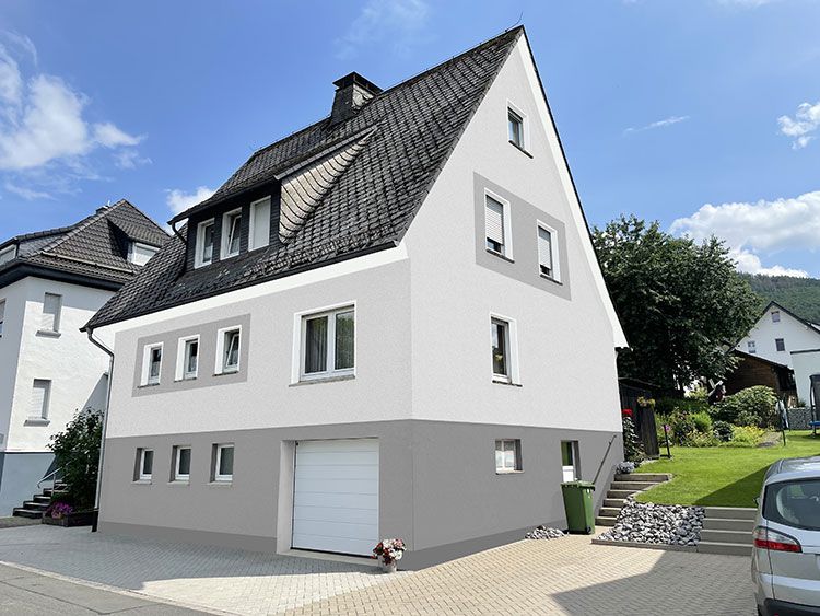 Computersimulation einer renovierten Hausfassade